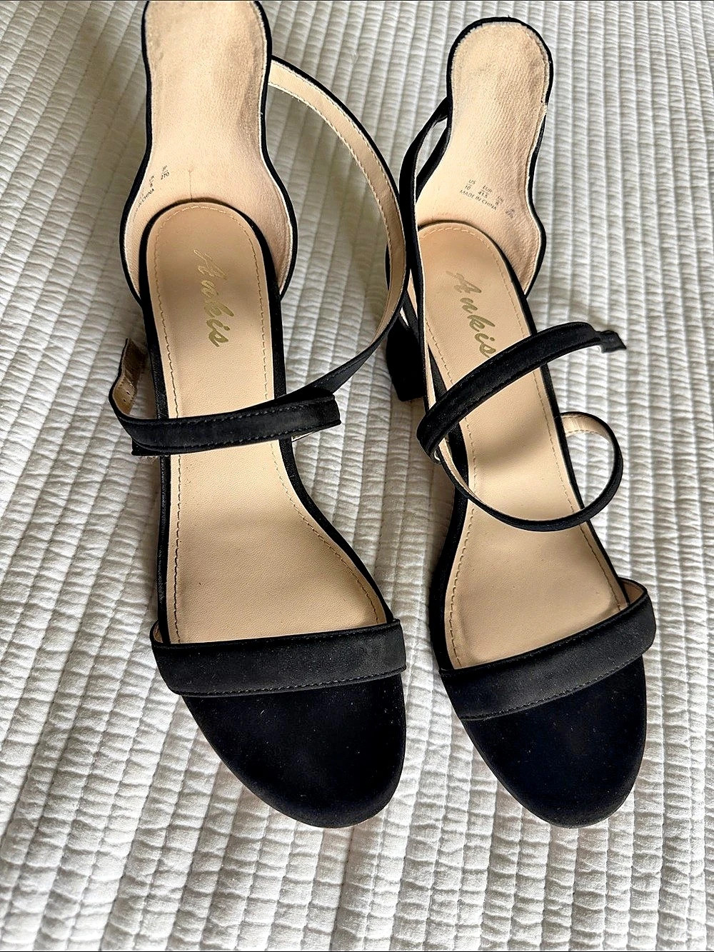 Women’s open toe suede heels